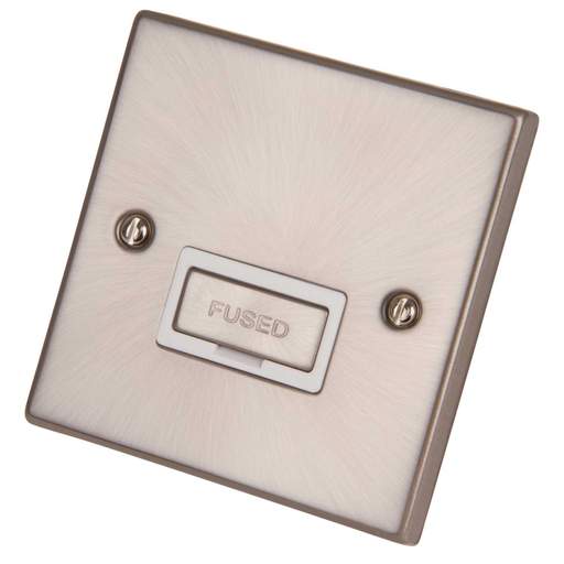 Scolmore Click Deco 13A Unswitched Fused Spur Metal / White Insert Satin Chrome