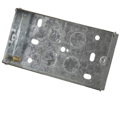 Scolmore Click Essentials 2 Gang 25mm Metal Flush Knockout (KO) Switch and Socket Box (Sold in 1's)