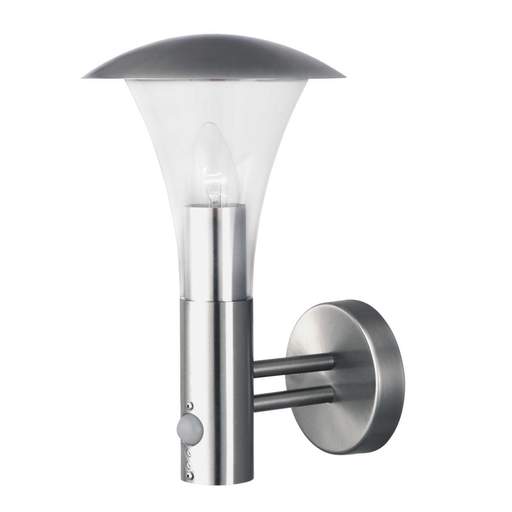 Searchlight Strand Wall Light with PIR and Polycarbonate Diffuser Stainless Steel IP44
