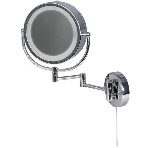 Searchlight Illuminated Chrome Bathroom Mirror with Adjustable Arm