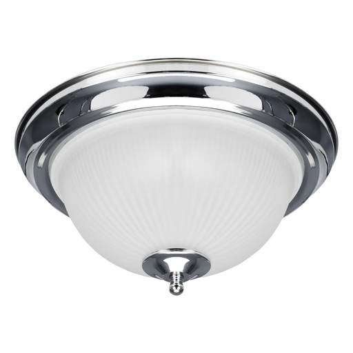 Searchlight American Diner IP44 Flush Chrome Light with Acid Glass