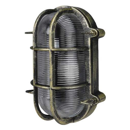 Searchlight ES/E27 Oval Bulkhead Black / Gold