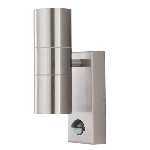 Searchlight Metro GU10 LED Up / Down Wall Light with PIR Stainless Steel