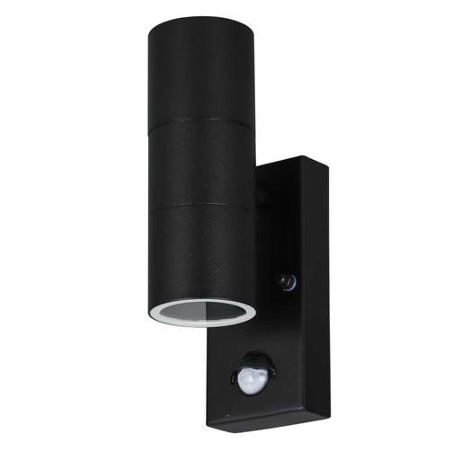 Searchlight Metro GU10 LED Up / Down Wall Light with PIR Black