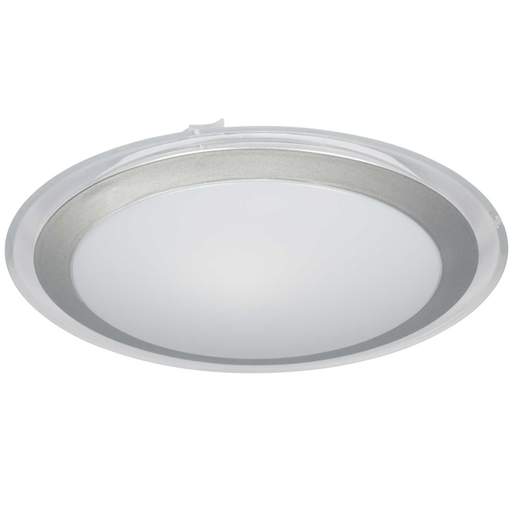 Searchlight 12W LED Flush Ceiling Light with White Acrylic Shade Silver 3000K