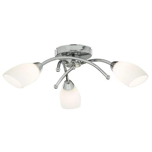 Searchlight Opal 3 Light Ceiling Light with Opal Glass Chrome