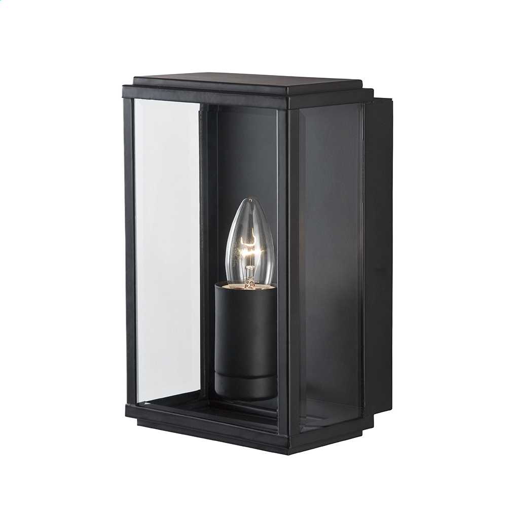 Searchlight Outdoor Wall Light with Bevelled Glass Black (8204BK) | CEF