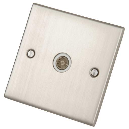 LGA Selectric 5M 1 Gang Coaxial Socket White Insert Satin Chrome