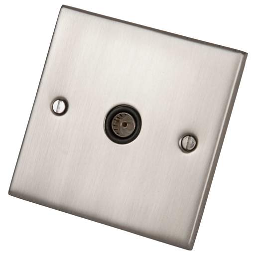 LGA Selectric 5M 1 Gang Coaxial Socket Black Insert Satin Chrome