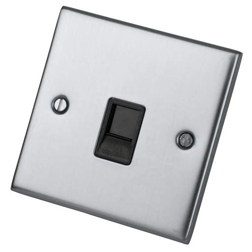 LGA Selectric 5M 1 Gang RJ45 Data Socket Black Insert Satin Chrome