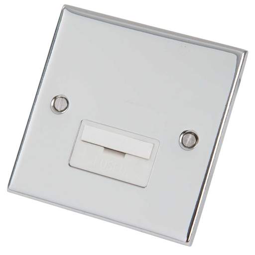 LGA Selectric 5M 13A Unswitched Fused Spur White Insert Polished Chrome