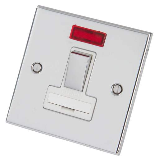 LGA Selectric 5M 13A DP Switched Fused Spur with Neon Metal / White Insert Polished Chrome