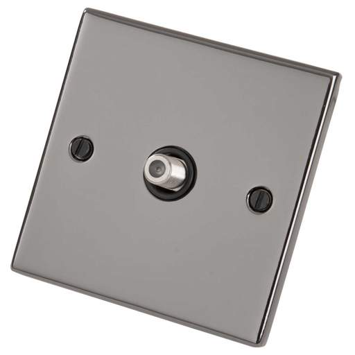 LGA Selectric 5M 1 Gang Satellite Socket Black Insert Black Nickel