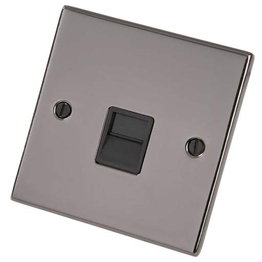 LGA Selectric 5M 1 Gang Secondary Telephone Socket Black Insert Black Nickel