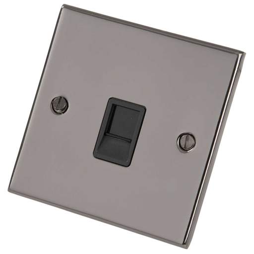 LGA Selectric 5M 1 Gang RJ45 Data Socket Black Insert Black Nickel