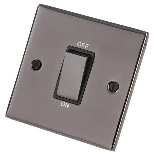 LGA Selectric 5M 45A DP 1 Gang Switch Black Insert Metal / Black Nickel