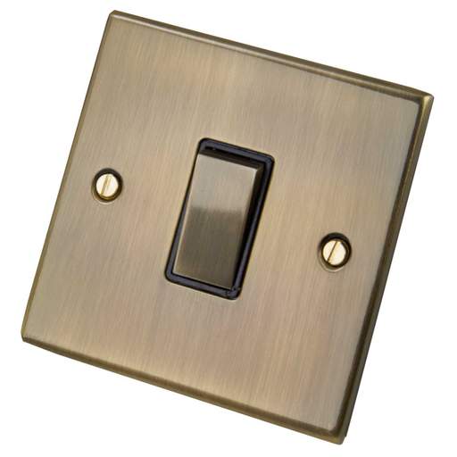 LGA Selectric 5M 10A 1 Gang 2 Way Switch Metal / Black Insert Antique Brass