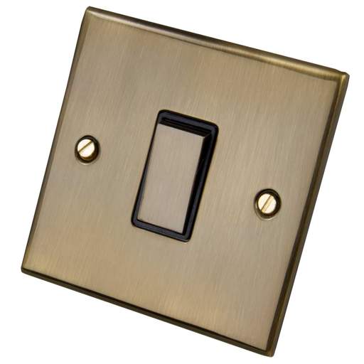 LGA Selectric 5M 10A 1 Gang Intermediate Switch Metal / Black Insert Antique Brass