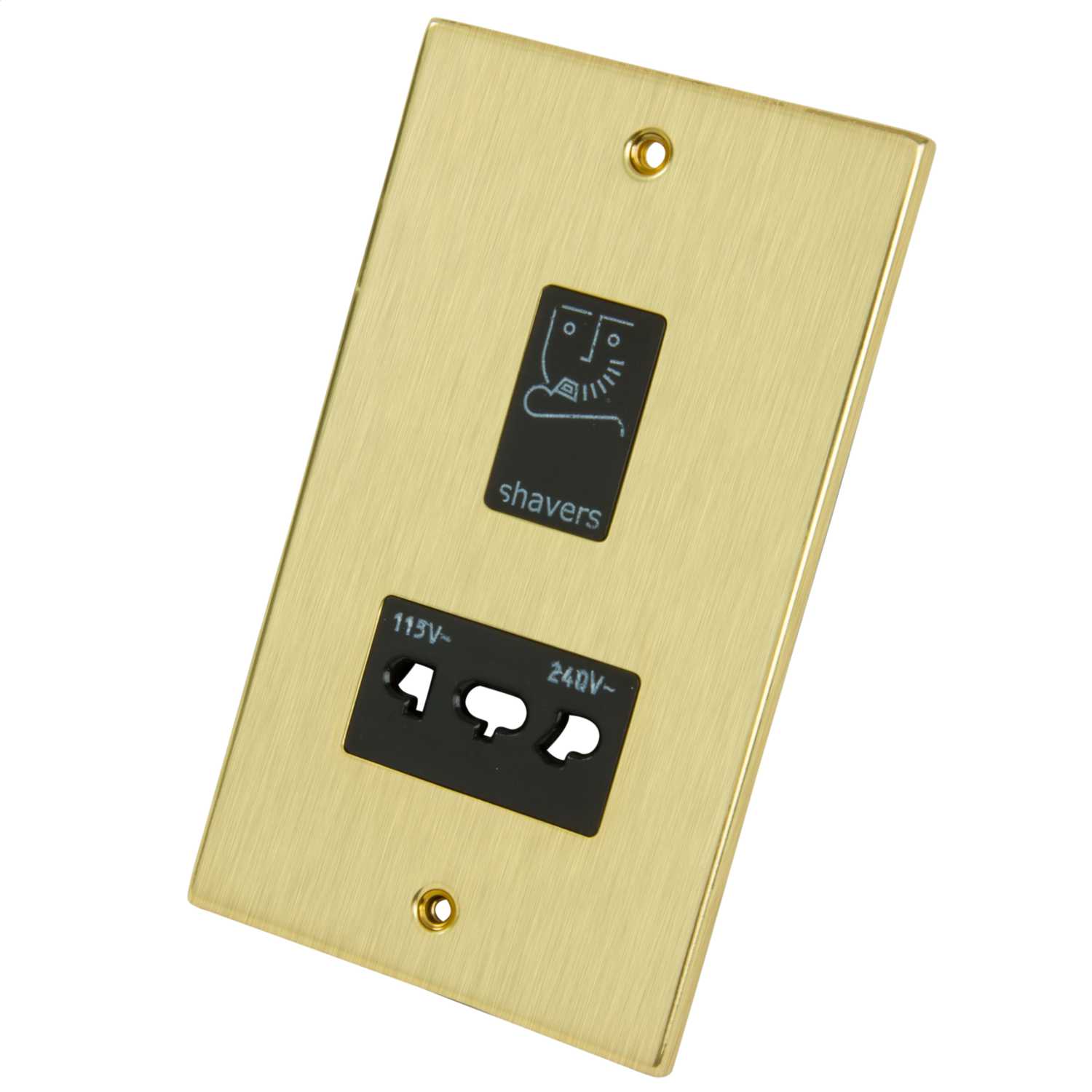 LGA Selectric Dual Voltage Shaver Socket Black Insert Satin Brass ...