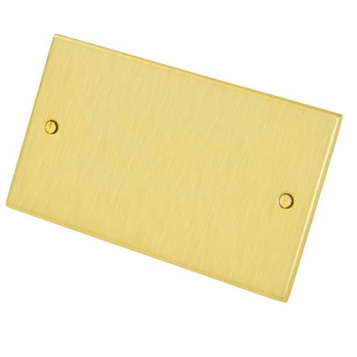 LGA Selectric 2 Gang Blank Plate Satin Brass