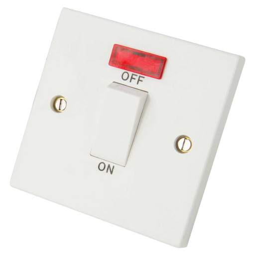 LGA Selectric 45A DP 1 Gang Switch with Neon and White Rocker White