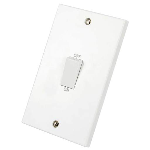 LGA Selectric 45A DP 2 Gang Vertical Switch with White Rocker White