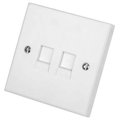 LGA Selectric 1 Gang Twin RJ45 Socket White (NLGRJ45/2) | CEF