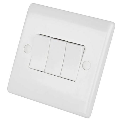 LGA Selectric 10A 3 Gang 2 Way Light Switch White
