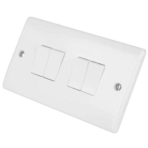 LGA Selectric 10A 4 Gang 2 Way Light Switch White