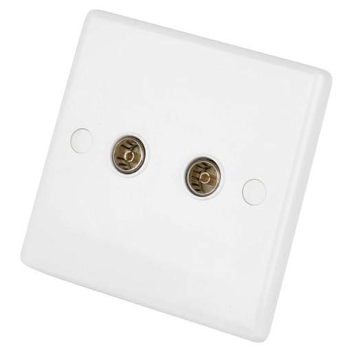 LGA Selectric 1 Gang Twin Coaxial Socket White
