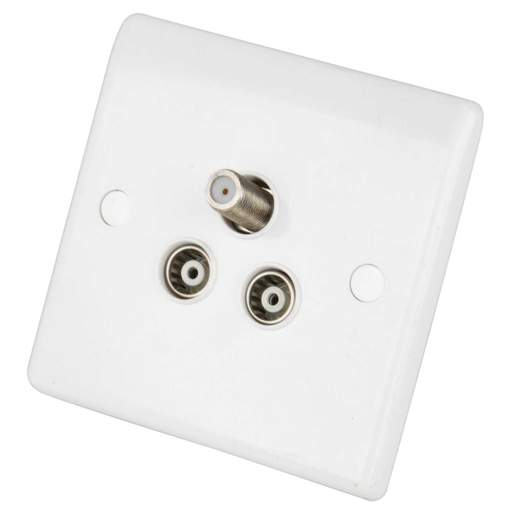 LGA Selectric 1 Gang Satellite and Twin Coaxial Socket White