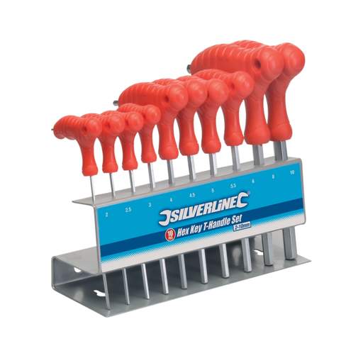 Silverline 2mm to 10mm Hex Key T Handle 10 Piece Set (323710) CEF
