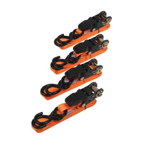 Silverline 2m x 25mm 4 Piece 250kg Cargo Lashing Set Orange and Black