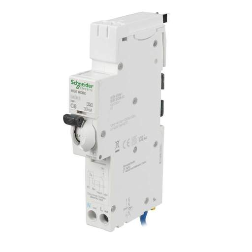 Schneider Square D IKQ 6A 1P+N 1 Module C Curve 10kA 30mA Type A RCBO