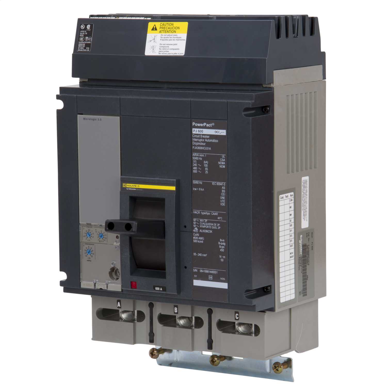 Schneider Square D I-Line 600A Triple Pole 25kA MCCB