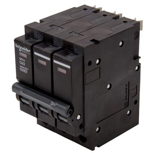 Schneider Square D QOVS 63A Triple Pole 10kA C Curve MCB