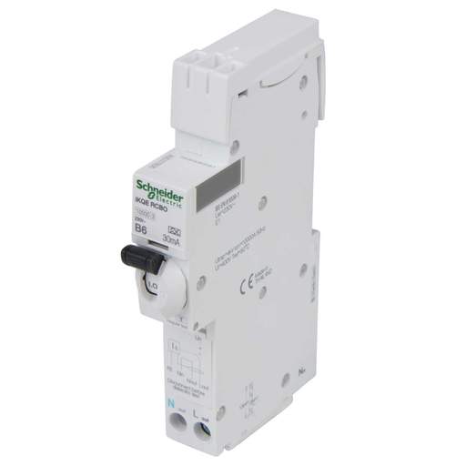 Schneider Square D IKQ 6A 1P+N 1 Module B Curve 10kA 30mA Type A RCBO