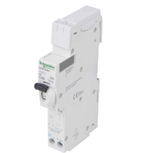 Schneider Square D IKQ 45A 1P+N 1 Module C Curve 10kA 30mA Type A RCBO