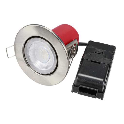 Xcite 5W LED Fire Rated Colour Selectable IP65 Tilt Downlight Satin Nickel