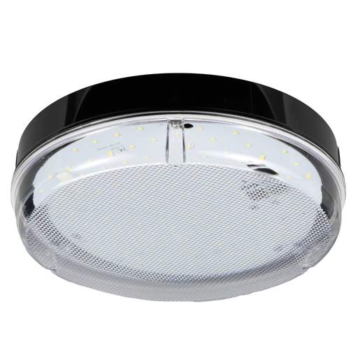 Xcite X1 8W - 16W LED CCT Circular Emergency Bulkhead Black / Prismatic