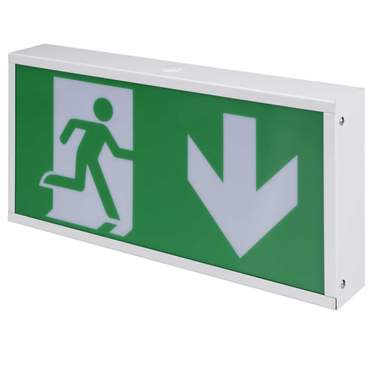 Exit Box Xcite 3W LED Non-Maintained Emergency Exit Box Arrow Down Legend with ...