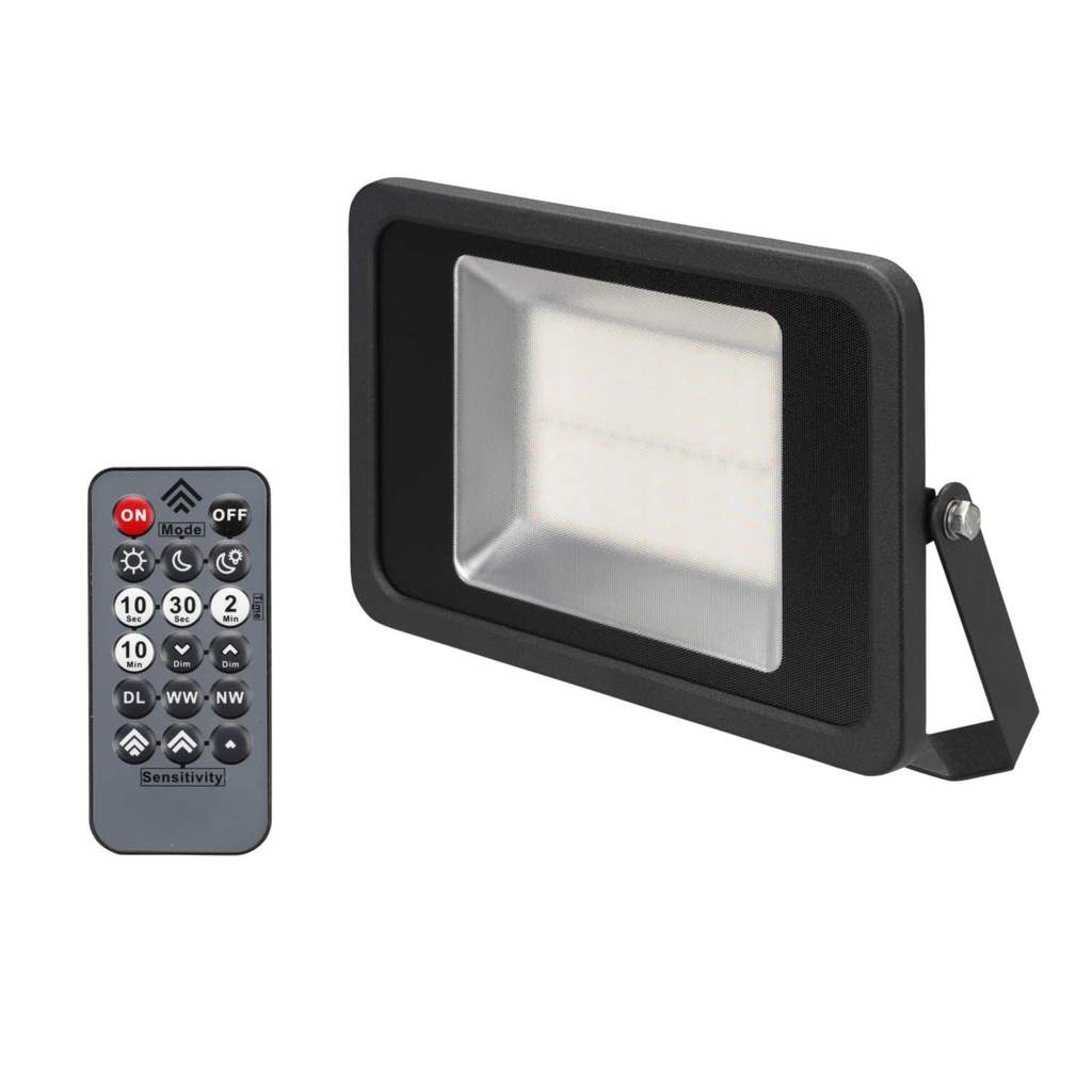 Xcite 30W LED Tri-Colour Floodlight with Microwave Sensor Black