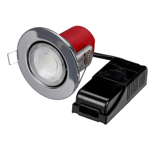 Xcite 5W LED Fire Rated Colour Selectable IP65 Tilt Downlight Polished Chrome