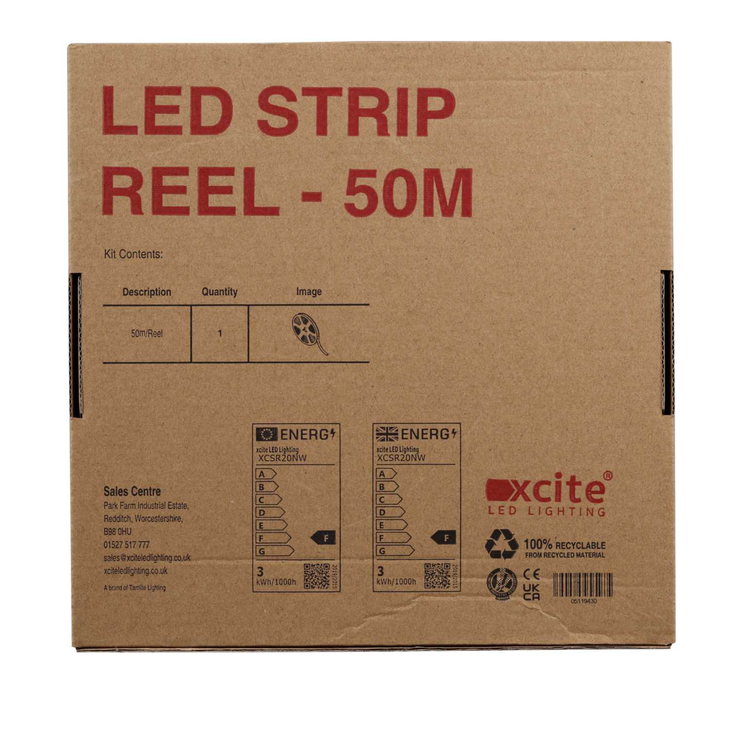 Xcite 12V LED Strip Light Reel IP20 Colour 4000K (50m Reel) (XCSR20NW