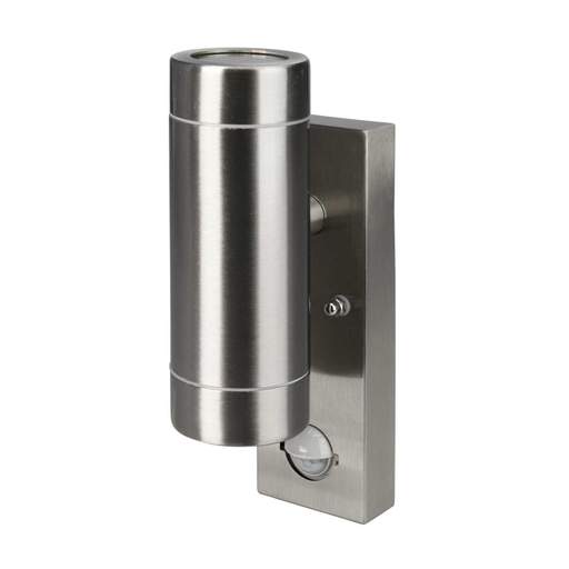 Xcite GU10 Up / Down Wall Light Stainless Steel with PIR