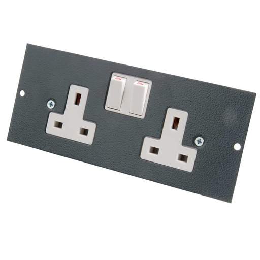 Tass 13A 2 Gang Double Switched Socket Plate for Floor Box