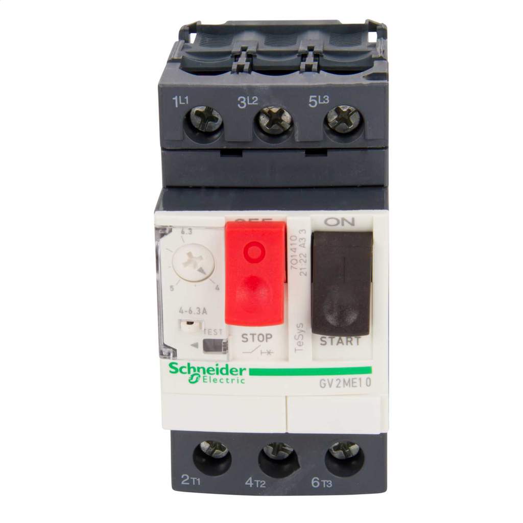 Schneider Electric TeSys GV2, GV2ME10, Motor Circuit Breaker, 3P, 4-6.3 A, Thermal Magnetic, Screw Clamp Clamps