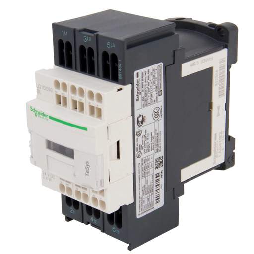 Schneider TeSys 9A Contactor 3 Pole 3 NO Contacts 24V DC Coil  (Low Consumption Coil)