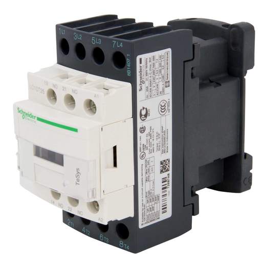 Schneider TeSys 25A Contactor 4 Pole 4 NO Contacts 24V AC Coil