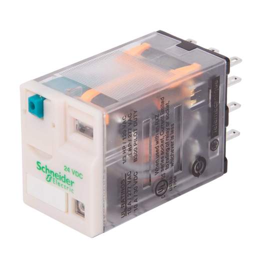 Schneider Harmony Relay Flat Pin 24V DC 10A Miniature Plug in Relay with LED